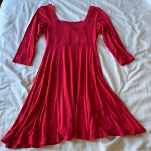 Soprano red dress with square neckline and twirl circle skirt mini length XS